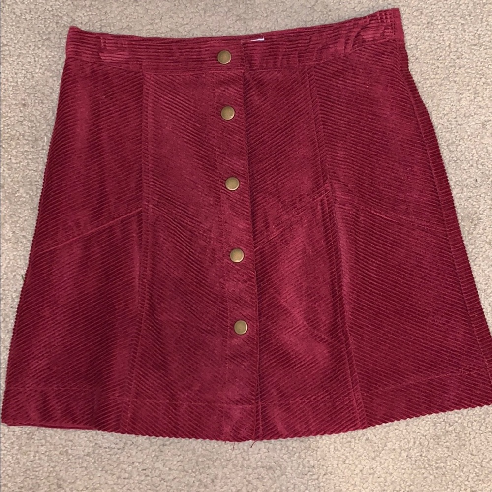Corduroy Button-Front Skirt